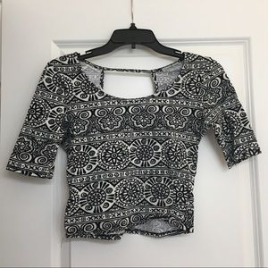 Charlotte Russe black&white tribal print crop top